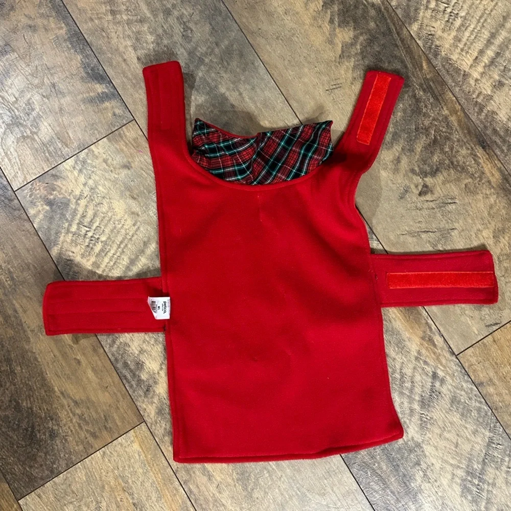 PETCO Red Twill and Fleece Dog Coat, Size M/L, EUC